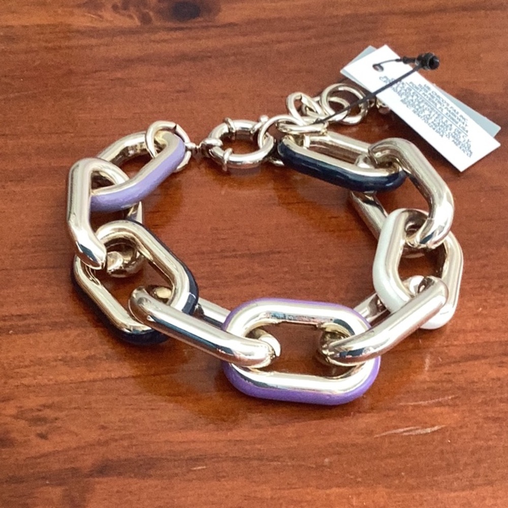 NWT Chico’s Enameled Link Bracelet Maximalist Eye Catching Polished Modern